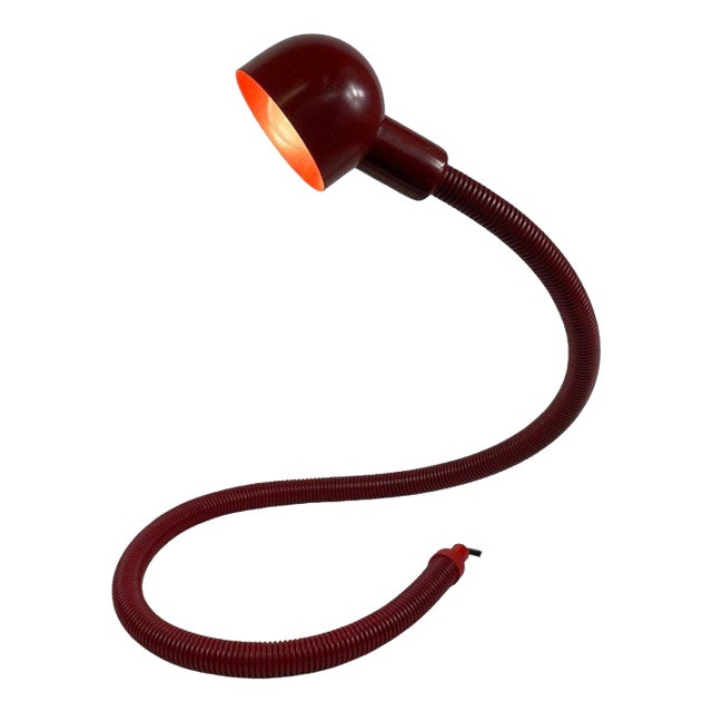 Fully Flexible Red Snake / Serpent Gooseneck Desk Lamp from Eurolux, 1970s For Sale
