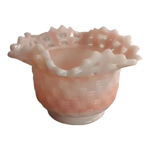 Fenton 1970s Rosalene Basket Weave Planter Bud Vase