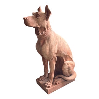 Italian Terracotta Dog Statue For Sale