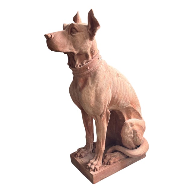Italian Terracotta Dog Statue For Sale