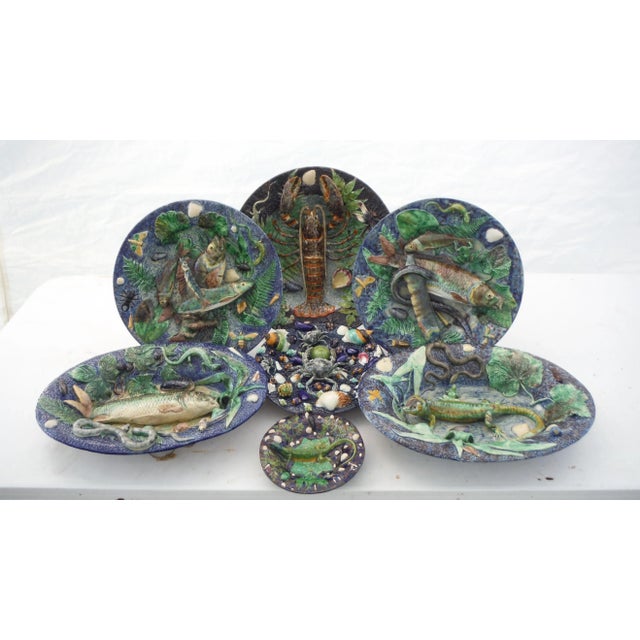 Ceramic 19th Century Victor Barbizet Majolica Palissy Fishs Wall Platter For Sale - Image 7 of 9
