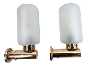 Wall Lamps in Gold-Plated Metal and Glass from Keuco, 1980s, Set of 2