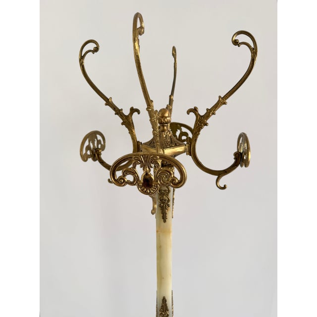 Ornate Italian Brass and Onyx Marble Coat Rack, 1960s For Sale - Image 9 of 18