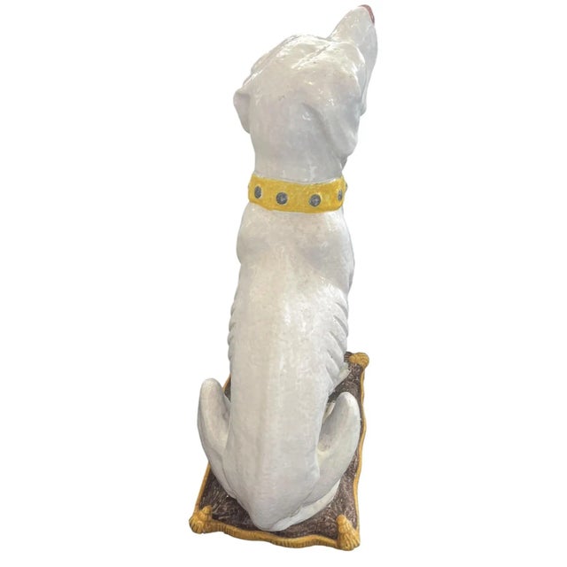 This is a stately and charming vintage Italian ceramic dog statue, depicting a noble hunting dog, likely a Pointer or...