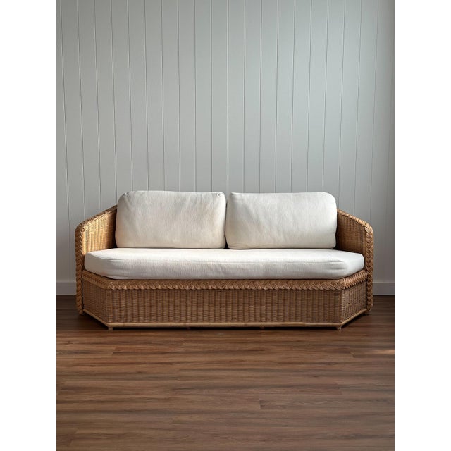 Brown Jordan Vintage Brown Jordan Braided Wicker Sofa For Sale - Image 4 of 18