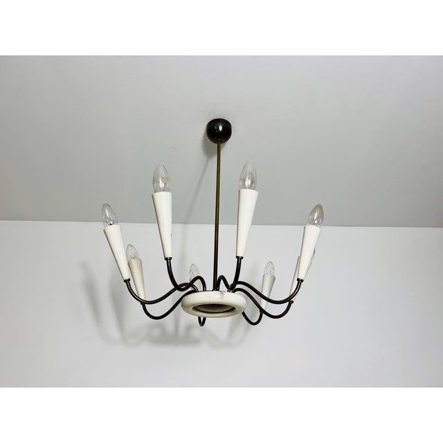 Mid-Century Modern Mid-Century Brass 8-Arm Sputnik Chandelier, 1950s, Italy For Sale - Image 3 of 10
