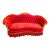 Grand French Victorian Three-Seat Red Velvet Sofa With Hand-Carved Gold Leaf Frame For Sale