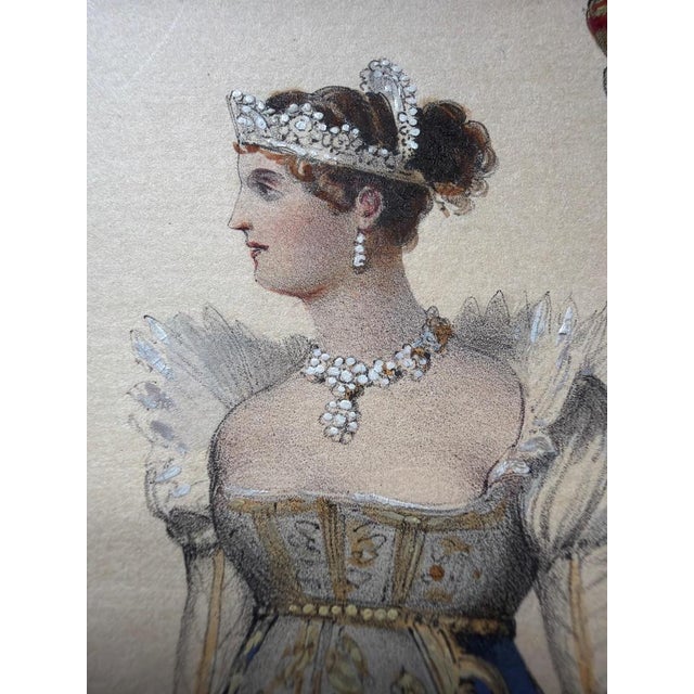 Blue Achille Devéria, First Empire Court Costume, 1847, Lithograph For Sale - Image 8 of 9
