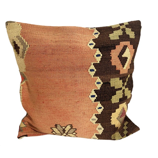 Tribal Vintage Custom Made Turkish Tribal Kilim Pillow Cover 20" by 20" For Sale - Image 3 of 5