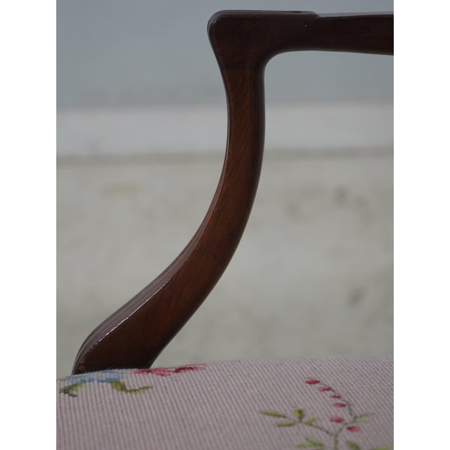 Brown Vintage Mahogany Double Chair Back Settee W. Needlepoint Upholstery For Sale - Image 8 of 18