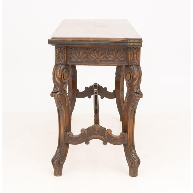Rococo Style Walnut Extending Trestle Table For Sale In New York - Image 6 of 11