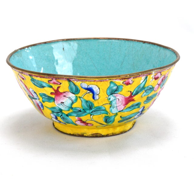1930s Chinese Yellow Enameled Bowl 1930's For Sale - Image 5 of 9