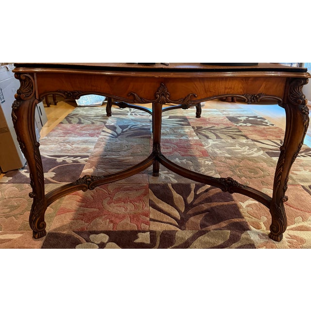 French Country Vintage Solid Philippine Narra Wood Dining Room Table and 6 Chairs For Sale - Image 3 of 14