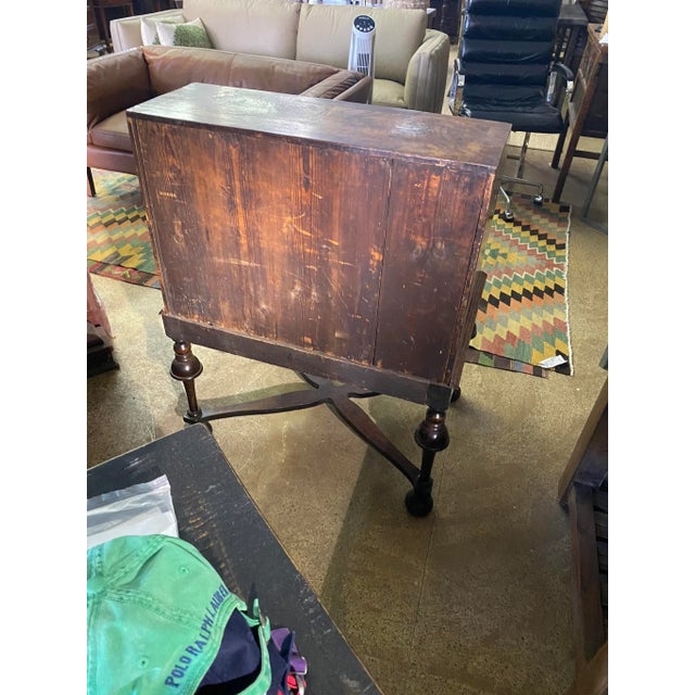 19th Century Antique English Bureau Desk on Stand in Walnut For Sale - Image 4 of 12