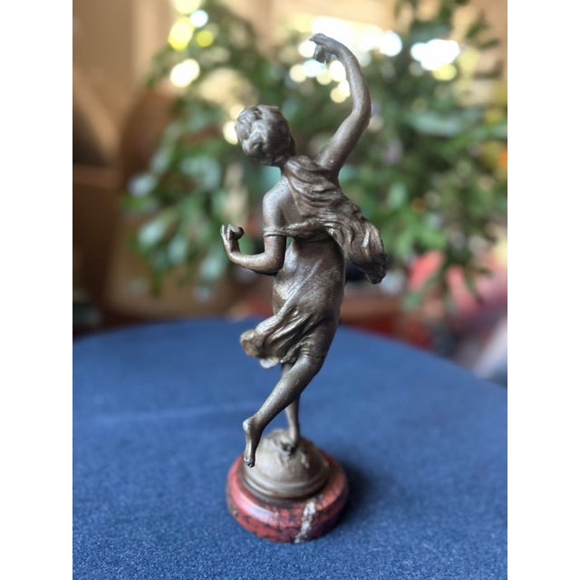 Metal 19th Century Mathurin Moreau “Danse Espagnole” Sculpture on Griotte Marble Base. For Sale - Image 7 of 7