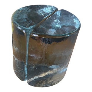 1960s Vintage Wayne Husted Blenko Glass Demilune Half Moon Bookends- a Pair For Sale