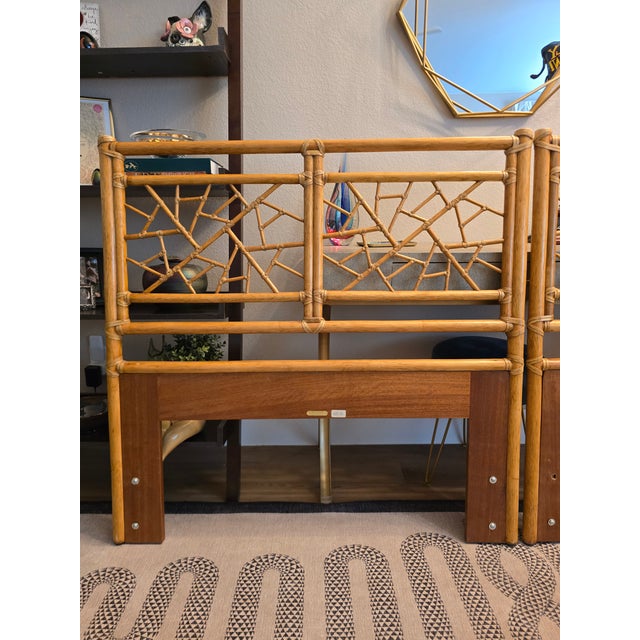 John and Elinor McGuire 1970s Vintage McGuire King/2 Twin Rattan Headboards For Sale - Image 4 of 12