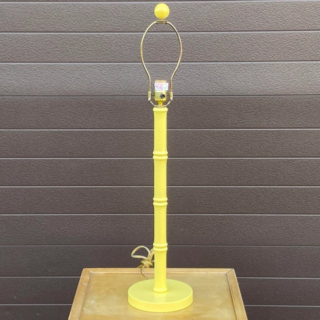 Yellow Faux Bamboo Table Lamp With Ball Final For Sale - Image 12 of 12