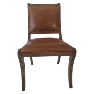 Nancy Corzine Walnut Leather Chair For Sale
