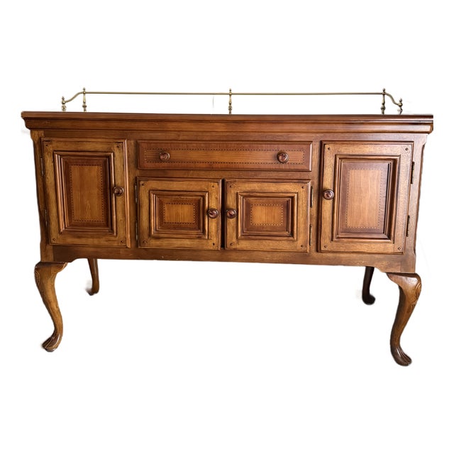 Alexander Julian Home Colours Burl Wood Sideboard With Brass Gallery Rail For Sale