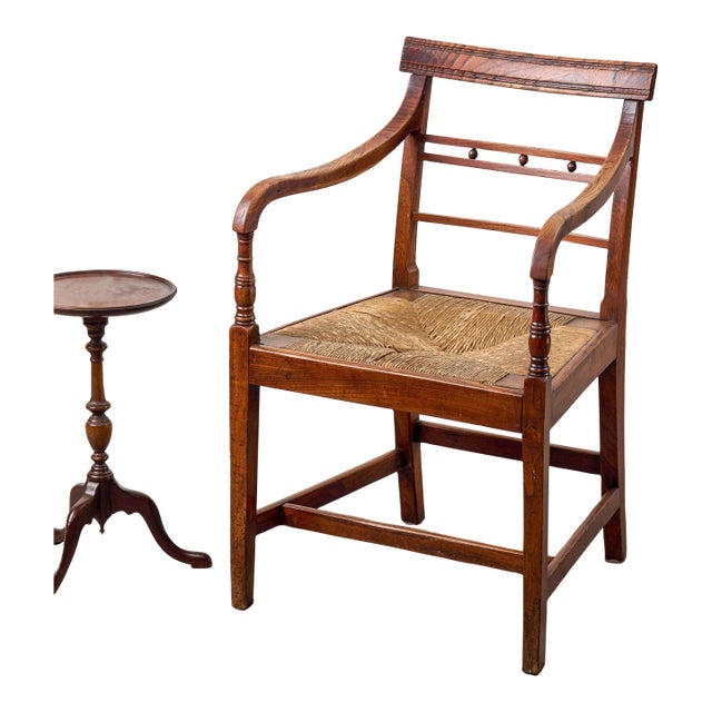 19th Century Ash and Elm Rush Armchair For Sale