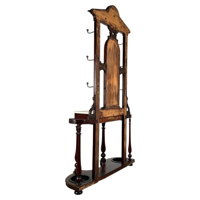 19th Century English Mahogany Marble Top Hall Stand For Sale - Image 11 of 12