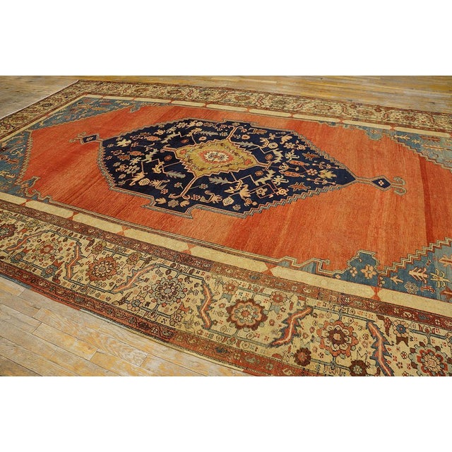 Late 19th Century 1870s Orange Medallion Antique n.w. Persian Bakshaiesh Rug 8'3" X 15' Hand Knotted Wool Carpet For Sale - Image 5 of 10