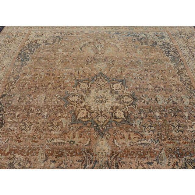 Antique Persian Bidjar Rug With Intricate Floral Medallion 8'9" X 11'5" For Sale - Image 4 of 12