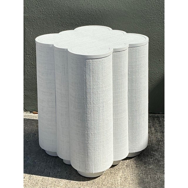 White Vintage Grasscloth Side Table For Sale - Image 8 of 12