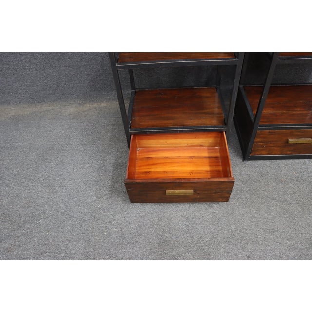 Pair of Henredon Acquisitions Iron & Mahogany Étagère Bookcases For Sale - Image 10 of 17