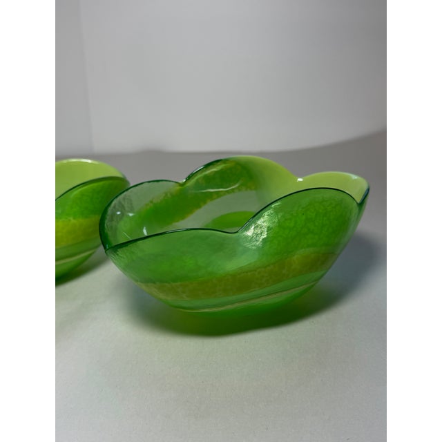 Vintage Italian Murano Green Art Glass Bowls, Set of 4 For Sale - Image 10 of 17