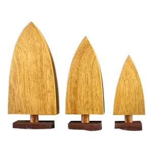 Modern Handmade Teak Wood Tabletop Christmas Trees, Scandi Style Christmas Decor - Set of 3