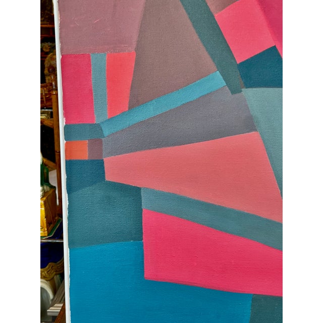 Abstract Cubist Painting, Oil on Canvas by Orlovsky Schwartz, 1968 For Sale - Image 11 of 16