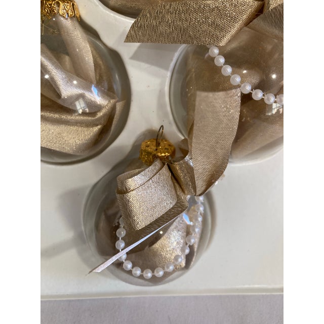 Mid 20th Century Vintage Gold & Pearl Christmas Ornaments Victoria Collection - Set of 4 For Sale - Image 5 of 8
