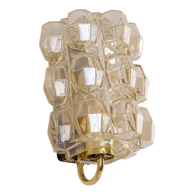 Large Amber Bubble Glass Sconce by Helena Tynell for Limburg, Germany For Sale