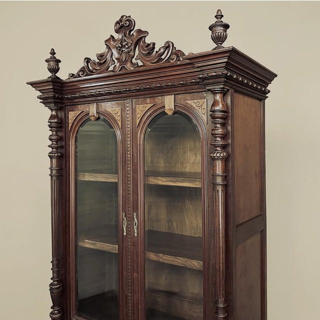 19th Century French Napoleon III Period Neoclassical Mahogany Bookcase ~ Bibliotheque For Sale - Image 14 of 18