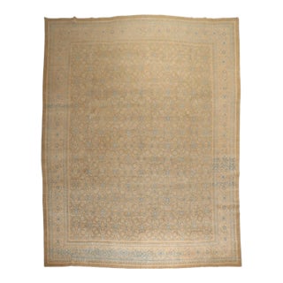 Oversize Antique Zabihi Collection Persian Tabriz Brown Blue Rug - 12'2" x 17'9" For Sale