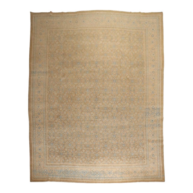 Oversize Antique Zabihi Collection Persian Tabriz Brown Blue Rug - 12'2" x 17'9" For Sale