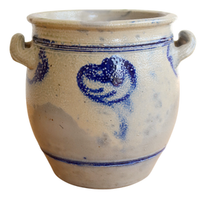 Antique Alsatian Ceramic Jar with Blue Decoration, 1930s