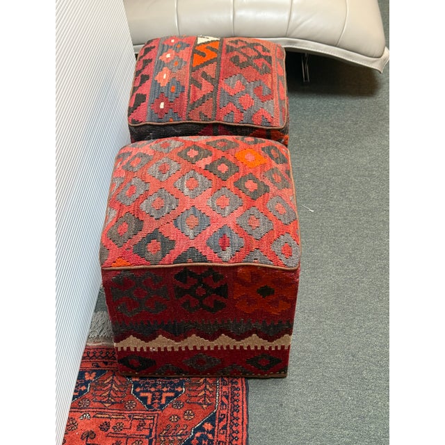 Kilim Hassock Foostools, Set of Two For Sale - Image 11 of 12
