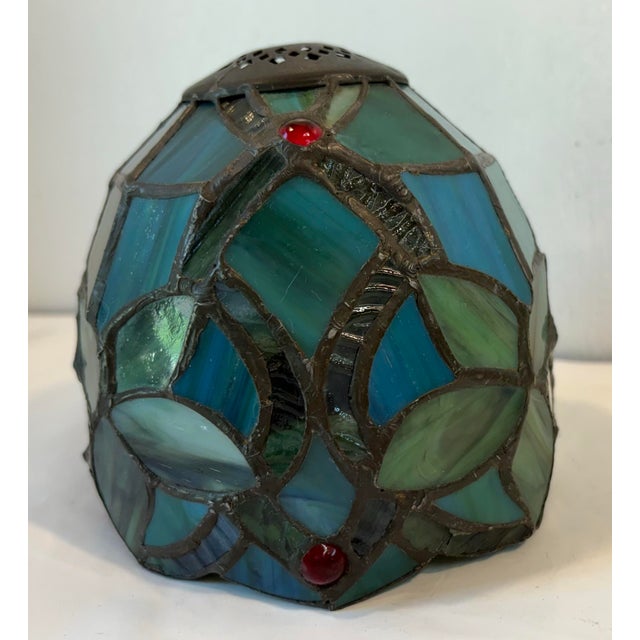 Mid 20th Century Vintage Petite Stained Glass Lamp Shade For Sale - Image 5 of 7