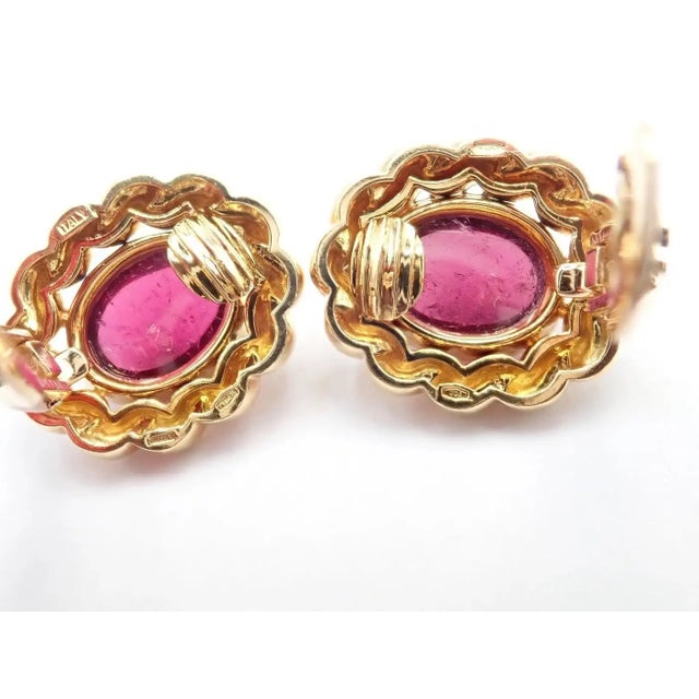 Metal Late 20th Century Tiffany & Co. Yellow Gold Large Pink Tourmaline Earrings, Pair For Sale - Image 7 of 13