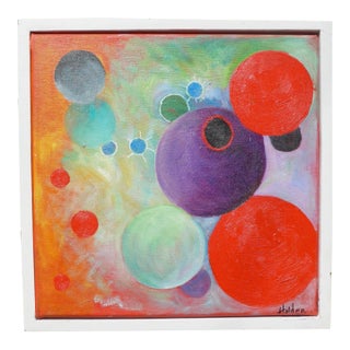 Martha Holden Pop Art "Red Stars" Framed Oil Painting For Sale