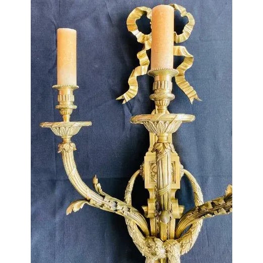 French Bronze Three Light Electrified Wall Sconce For Sale - Image 9 of 11