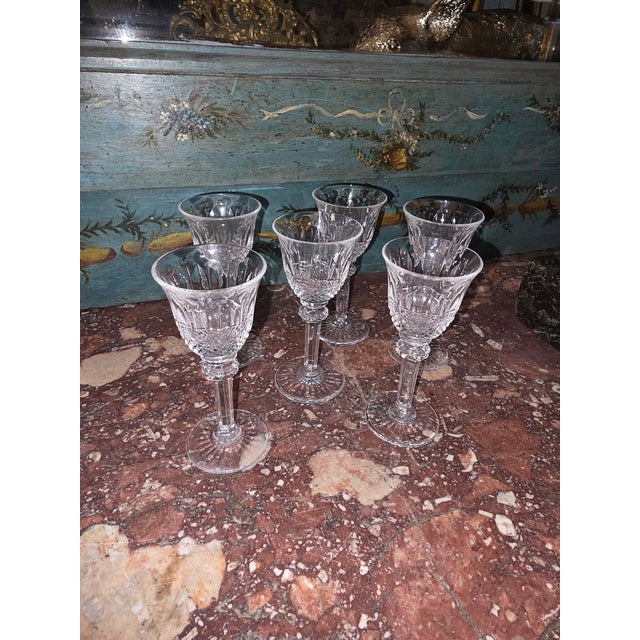St. James Six St. Louis Crystal "Tommy" Pattern Cordial Glasses For Sale - Image 4 of 7