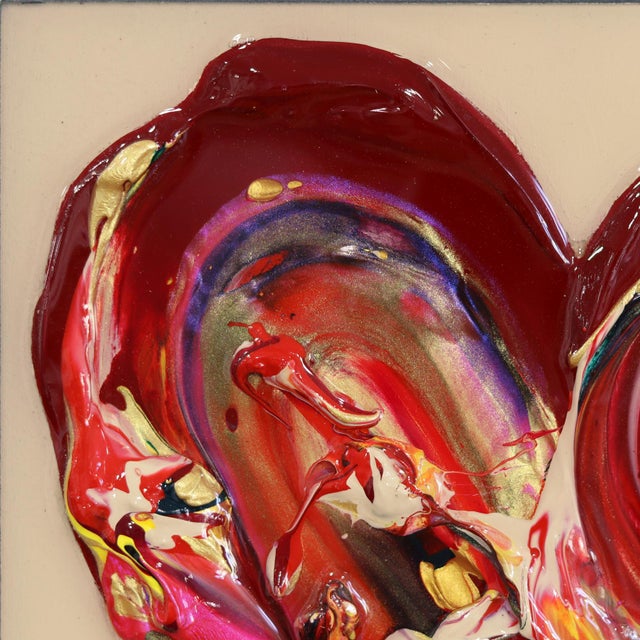 Born to Love XXXX - Original Heart Pop Art Mixed Media Acrylic and Resin on Wood Panel by Cynthia Coulombe-Bégin For Sale - Image 4 of 9