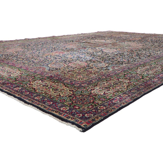 61108 Vintage Persian Kerman Rug with The Ardabil Carpet Design, 11'02 x 16'03. Inspired from the Ardabil carpet from the...