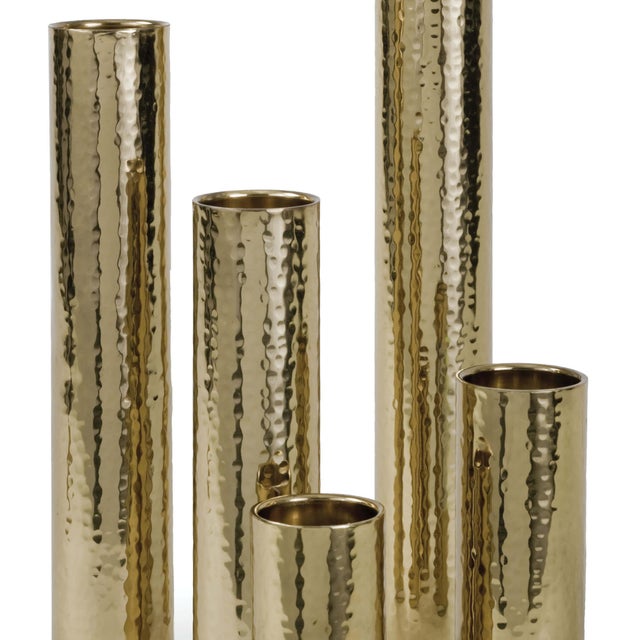 Regina Andrew Hammered Bud Vase Set - Polished Brass For Sale - Image 4 of 6