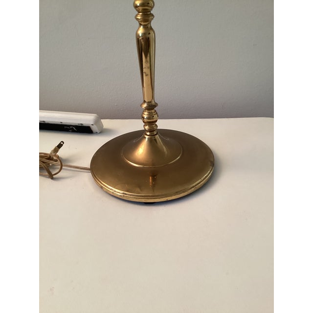 Vintage Torchiere Brass Floor Lamp With Milk Glass Shade For Sale - Image 15 of 16