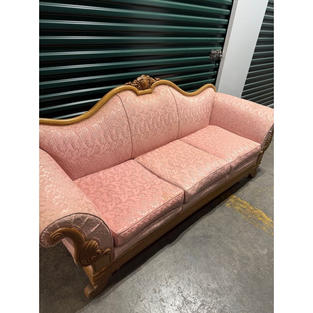 Louis XV Pink Damask Sofa For Sale - Image 12 of 12